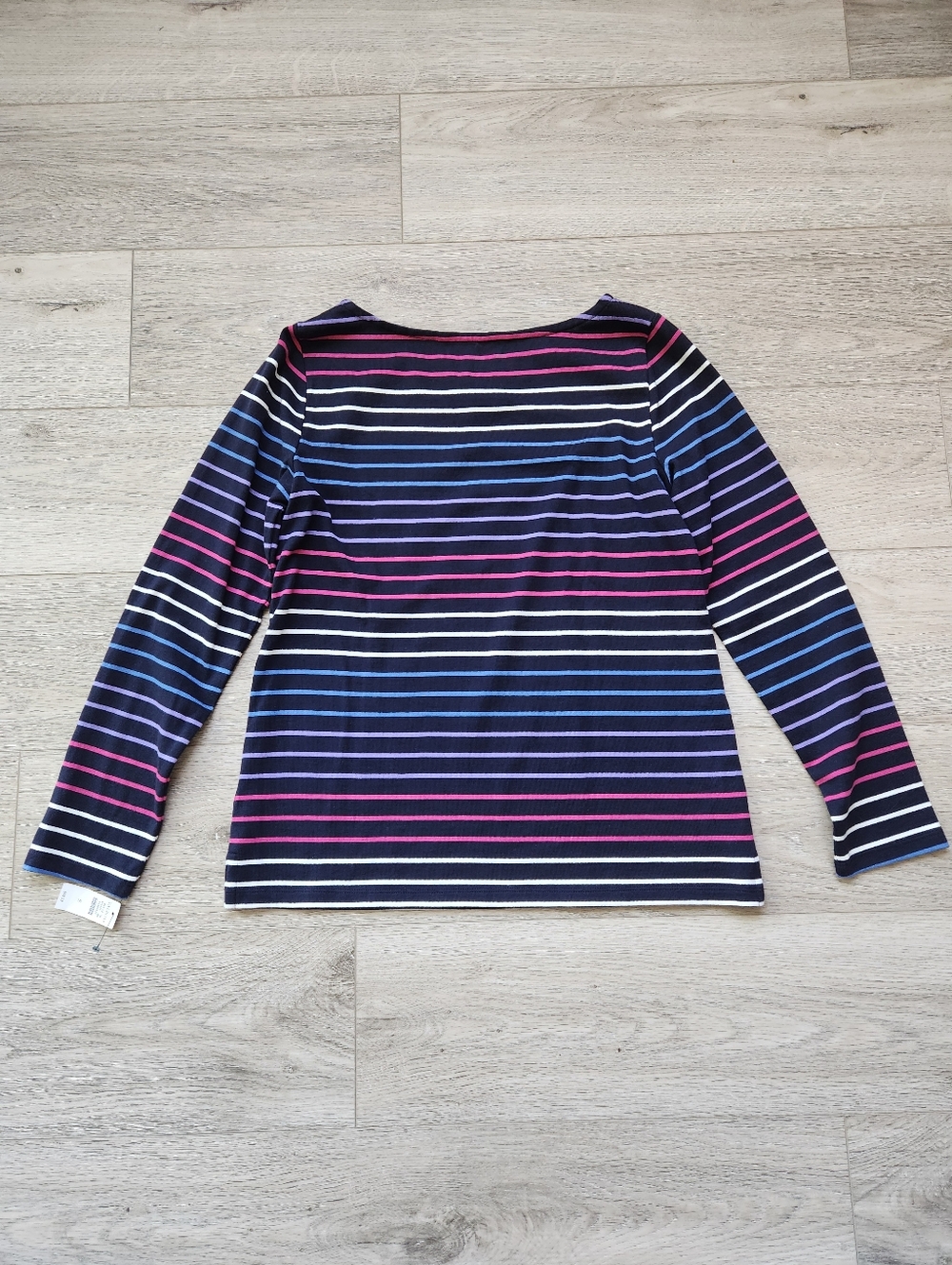 Talbots Navy Pink Authentic Tee Stripe Long Sleeve Cotton Shirt Womens Small Nwt - Picture 6 of 8